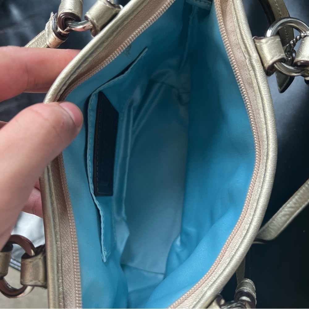 Vintage Coach Leah Metalic Gold Leather Mini Tote - Picture 7 of 11